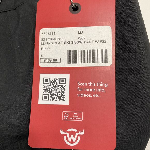 Moosejaw Womens 6 Pants Insulated Ski Snow Black Waterproof Outdoor Recycled NWT - Picture 6 of 12